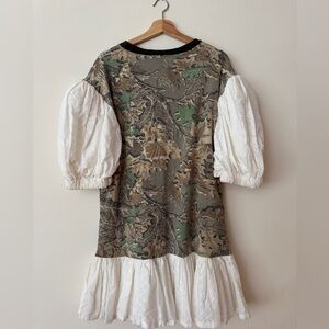 Taylor Dorry Camo Puff Sleeve T-Shirt Dress